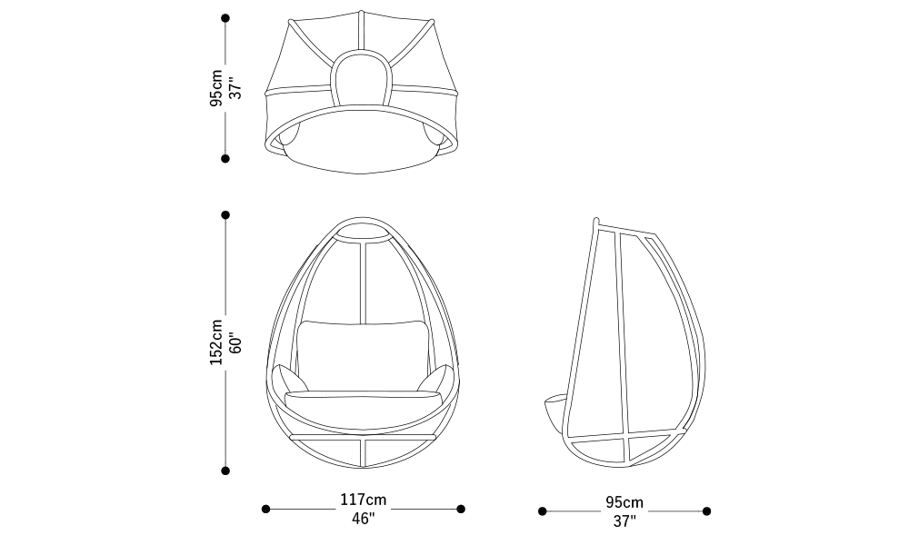 Image of the main dimensions of the product
